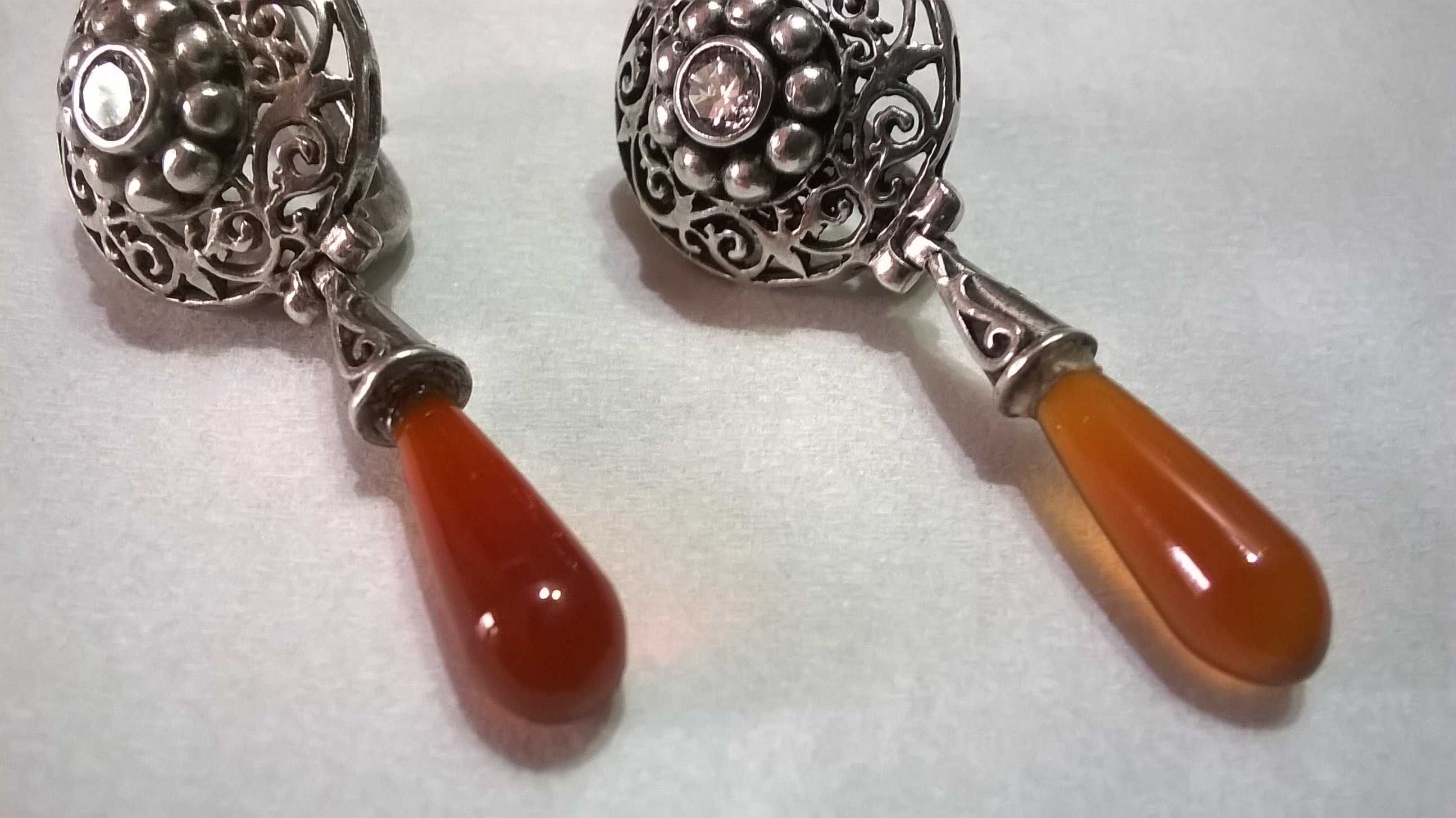 cercei argint 1930 deosebiti lucrat manual chihlimbar cristal diamant