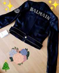 Geaca Balmain damă,piele naturală, logo metalic