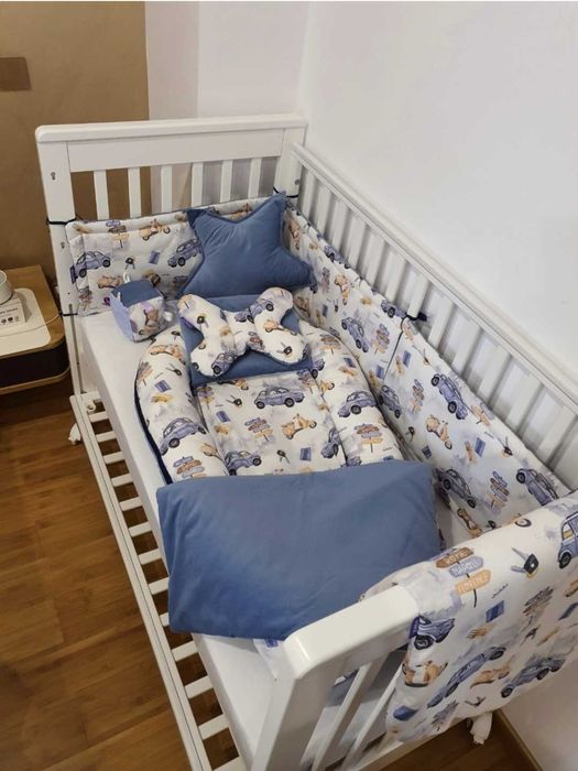 Patut co-sleeping,laterala culisanta,lemn fag Treppy,120x60cm+saltea