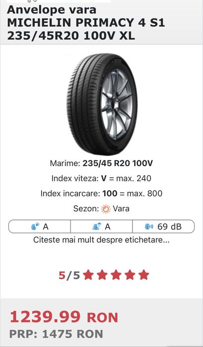 Cauciucuri/Anvelope 235/45 R20 dot 2024 Michelin Primacy 4 S1