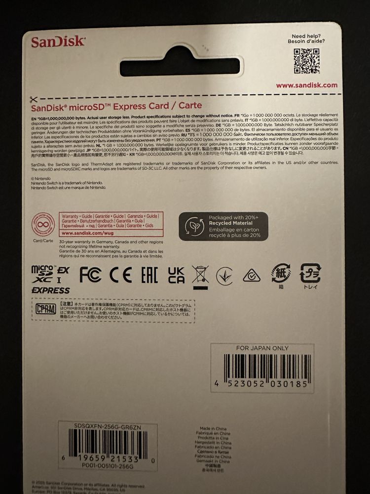 MicroSd для Nintendo switch 2 256gb