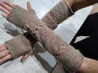 Плетени дълги ръкавици без пръсти