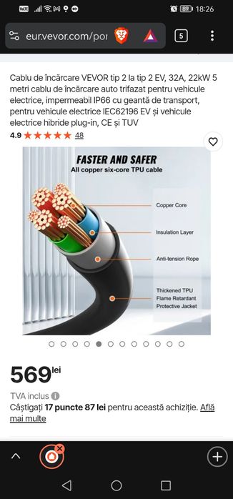 Cablu incarcare 22kw, 5m