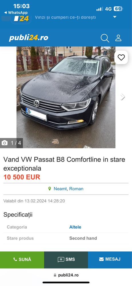 Se vinde vw passat B8 confortline