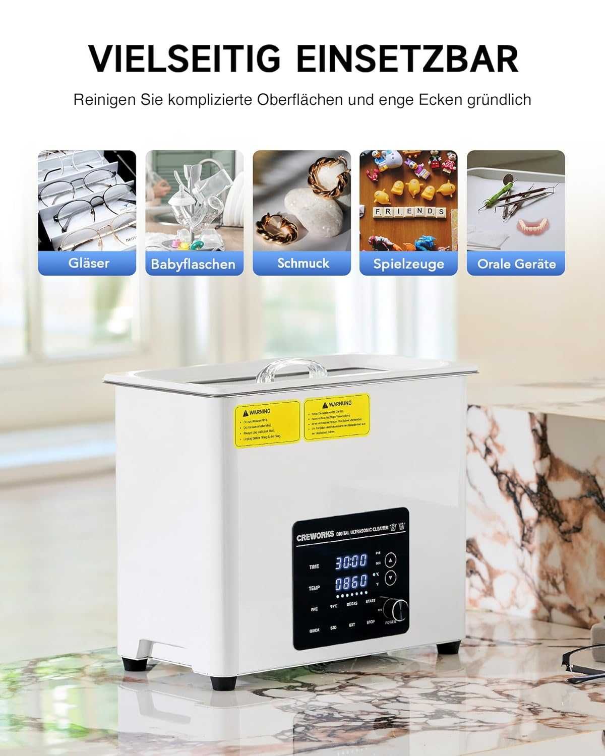 Ултразвуков пречиствател CREWORKS Ultrasonic Cleaning 6 литра,Гаранция