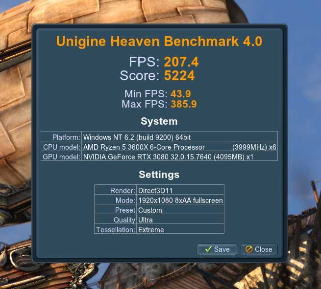 Asus TUF Gaming RTX 3080 10GB GDDR6X, 320-bit с оригинална кутия