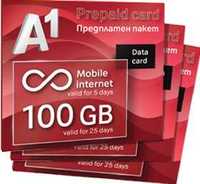 А1 Предплатен мобилен интернет 100 GB сим карти sim card data