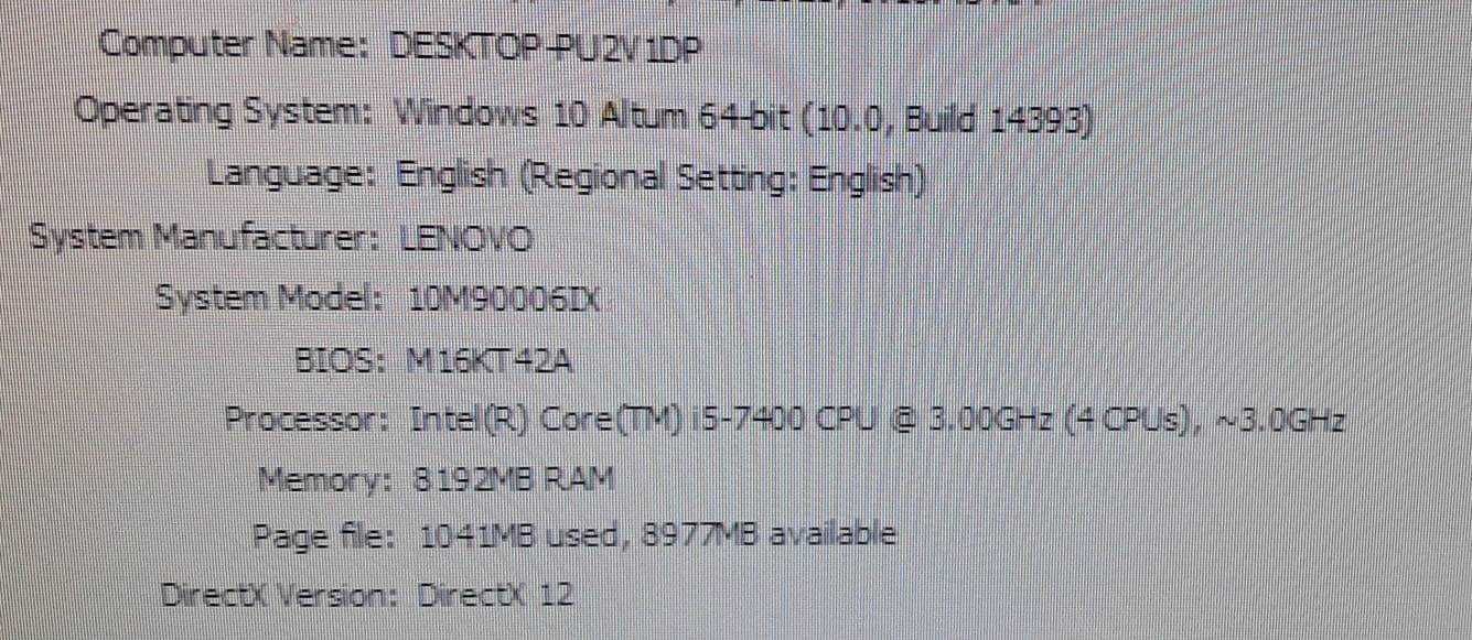 PC i5 7400 - 3.0 GHz / 8 GB Ram/ HDD 1 TB
