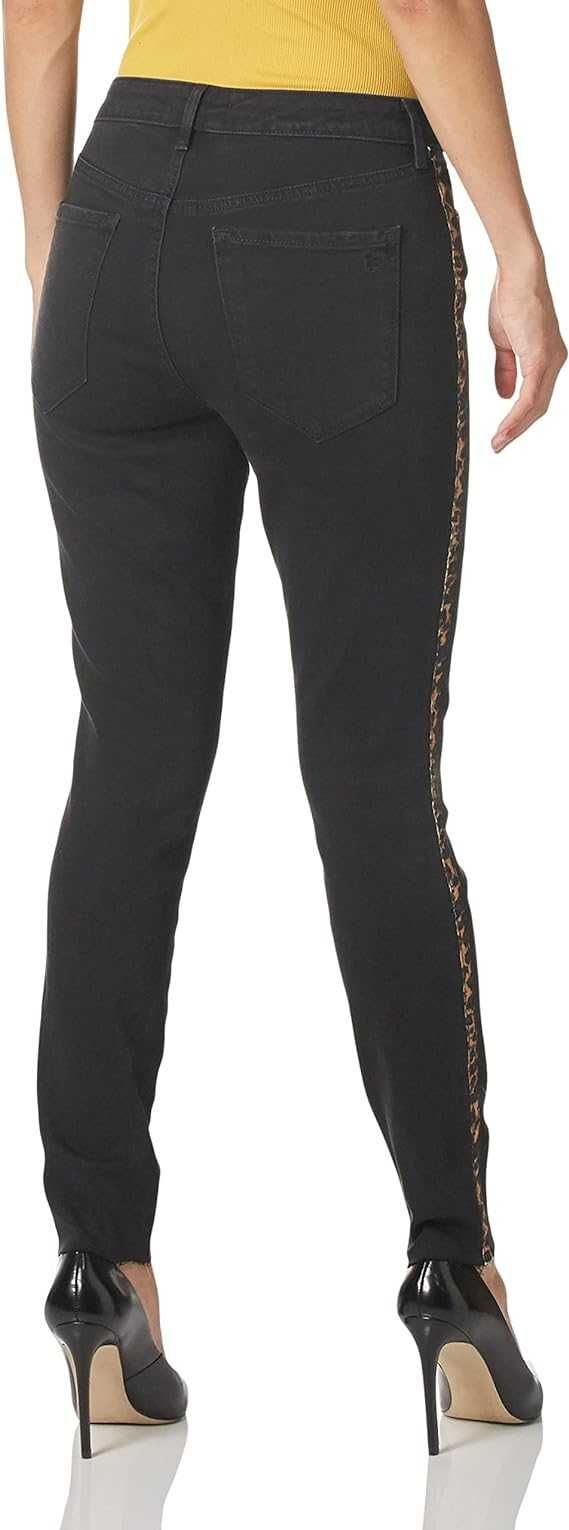 Черни тесни джинси с леопардов принт (Slim Fit)