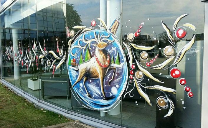 Роспись на Окнах. Оформление витрин от 5.000 тг. Рисунки на окнах