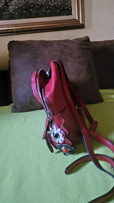 Rucsac deosebit dama rosu piele de firma