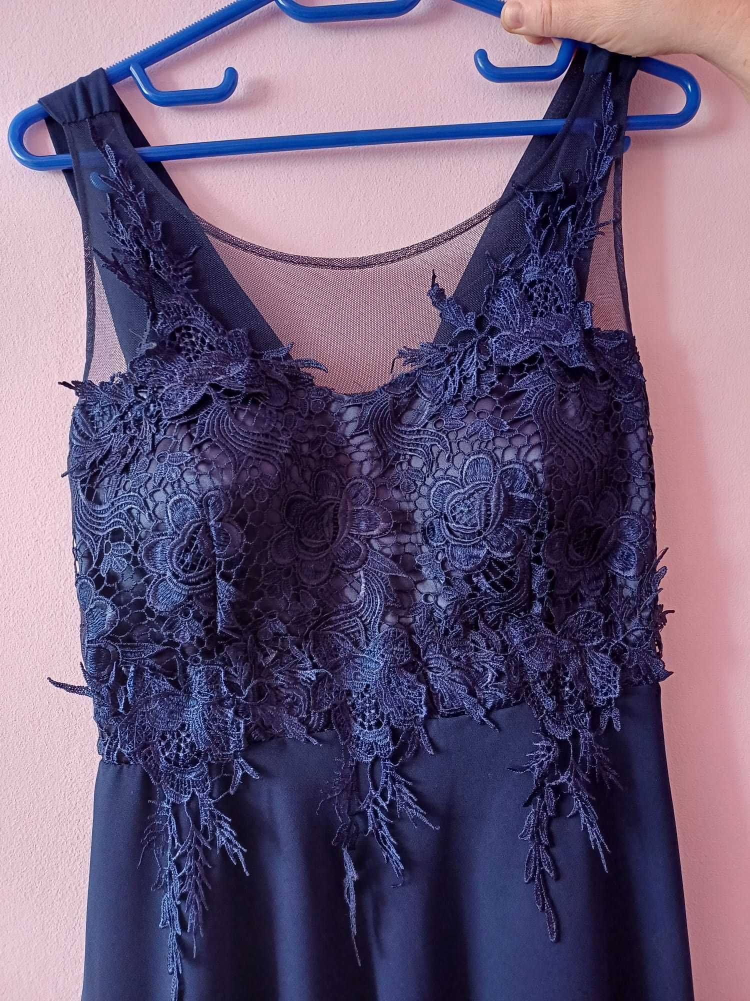 Rochie albastra scurta cu dantela