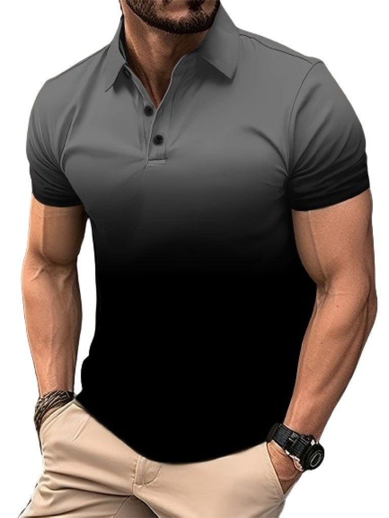 Мъжка тениска за с градиентен цвят, голям размер,за лятото,стилен стил