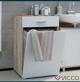 Шкаф за баня Vico linen с вграден кош за пране