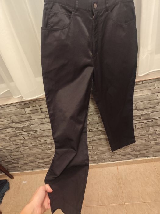 Pantaloni doc - negru lucios - mărime 30/32 - talie 78 cm