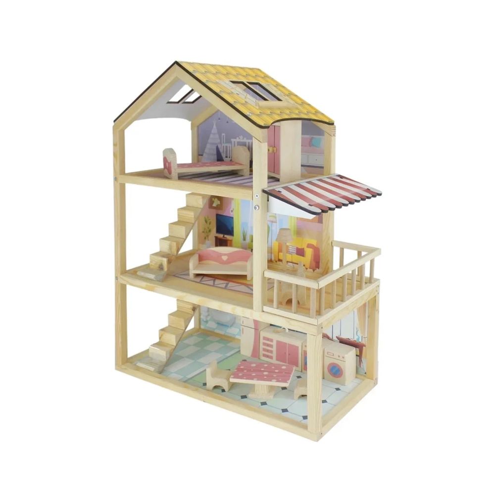 Дървена къща за кукли с мебели "Hobby-Doll House"