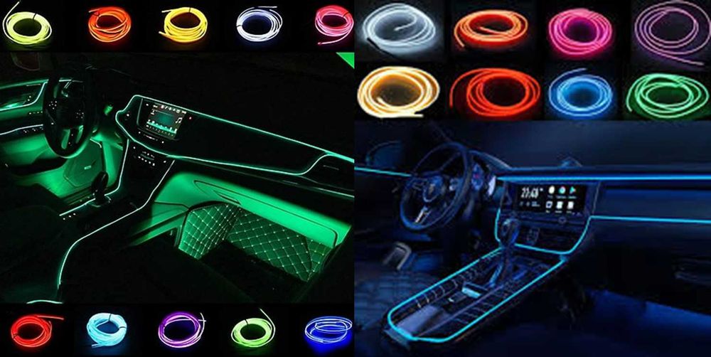 Fir cu neon pt lumina ambientala, albastru-rosu-verde Nou!