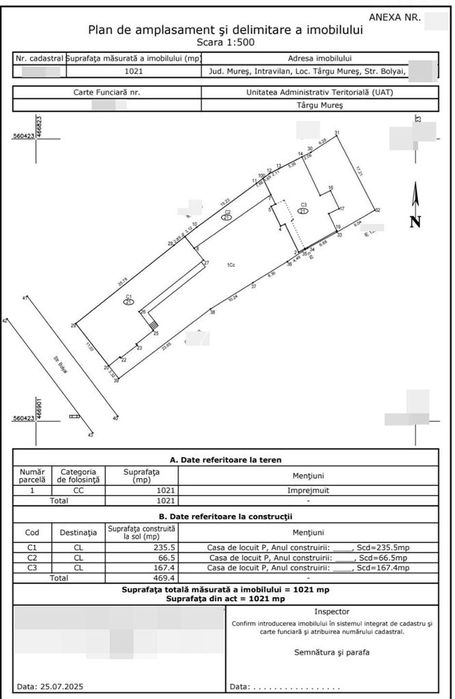 Imobil 470 Mp si Teren de 1 021 Mp de Vanzare, Str Bolyai, Central