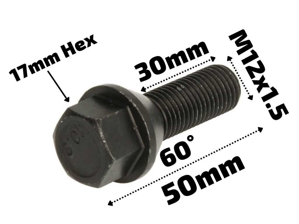 ЧЕРНИ БОЛТОВЕ ЗА ДЖАНТИ M12 / M14 - 28mm, 30, 35, 40, 45, 50, 55, 60