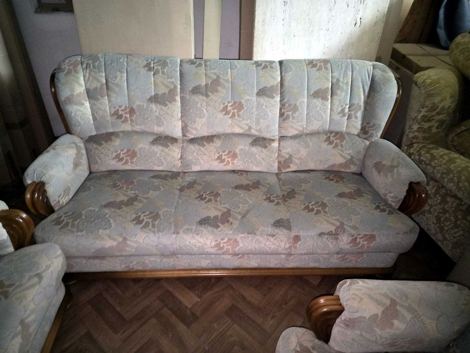 Set canapele 3+2+1 lemn masiv+catifea