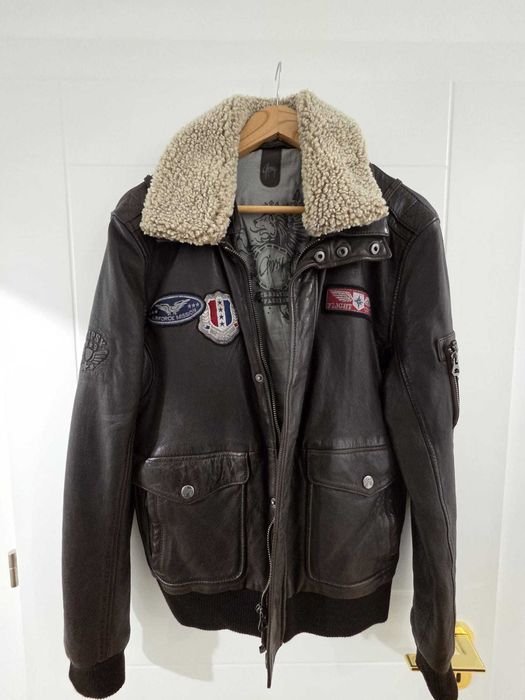 Geacă de piele Gipsy, model Aviator, Mărimea M