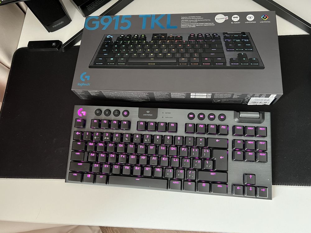 Клавиатура Logitech G915 TKL Lightspeed, Carbon, Bluetooth, USB