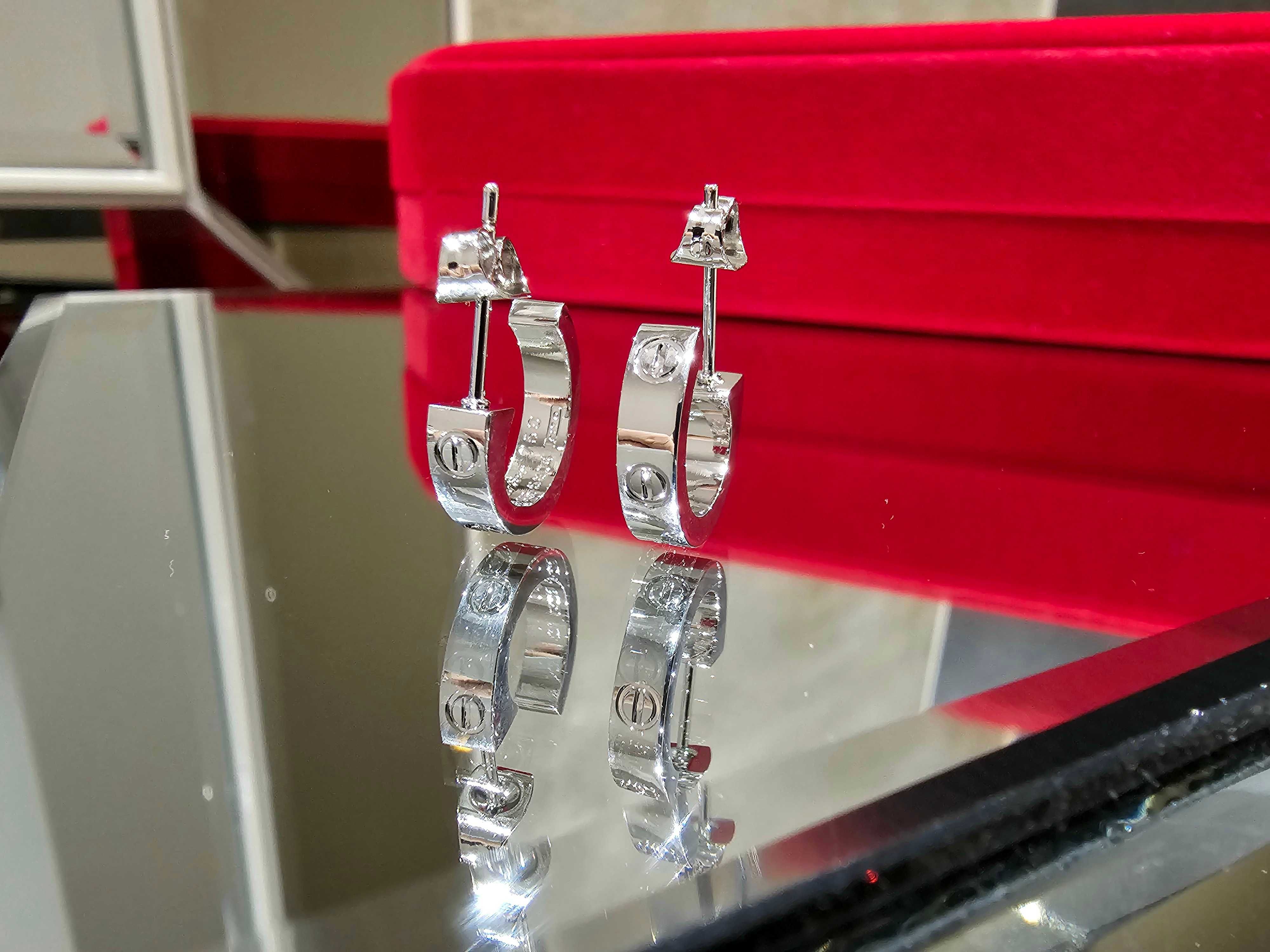 CARTIER Love Silver Hoop Дамски Обеци