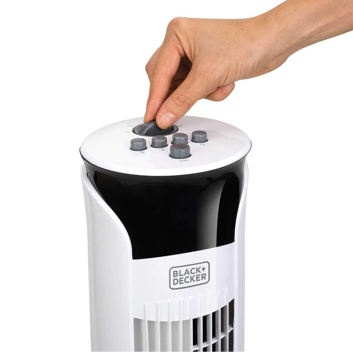Вентилатор кула Black & Decker , Таймер, 3 степени, H 81 см, Бял