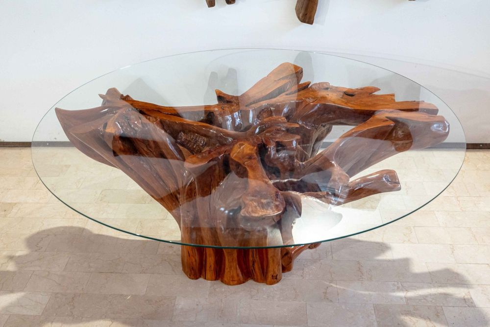 Mese dining si Coffee table lemn masiv + sticlă – model unicat