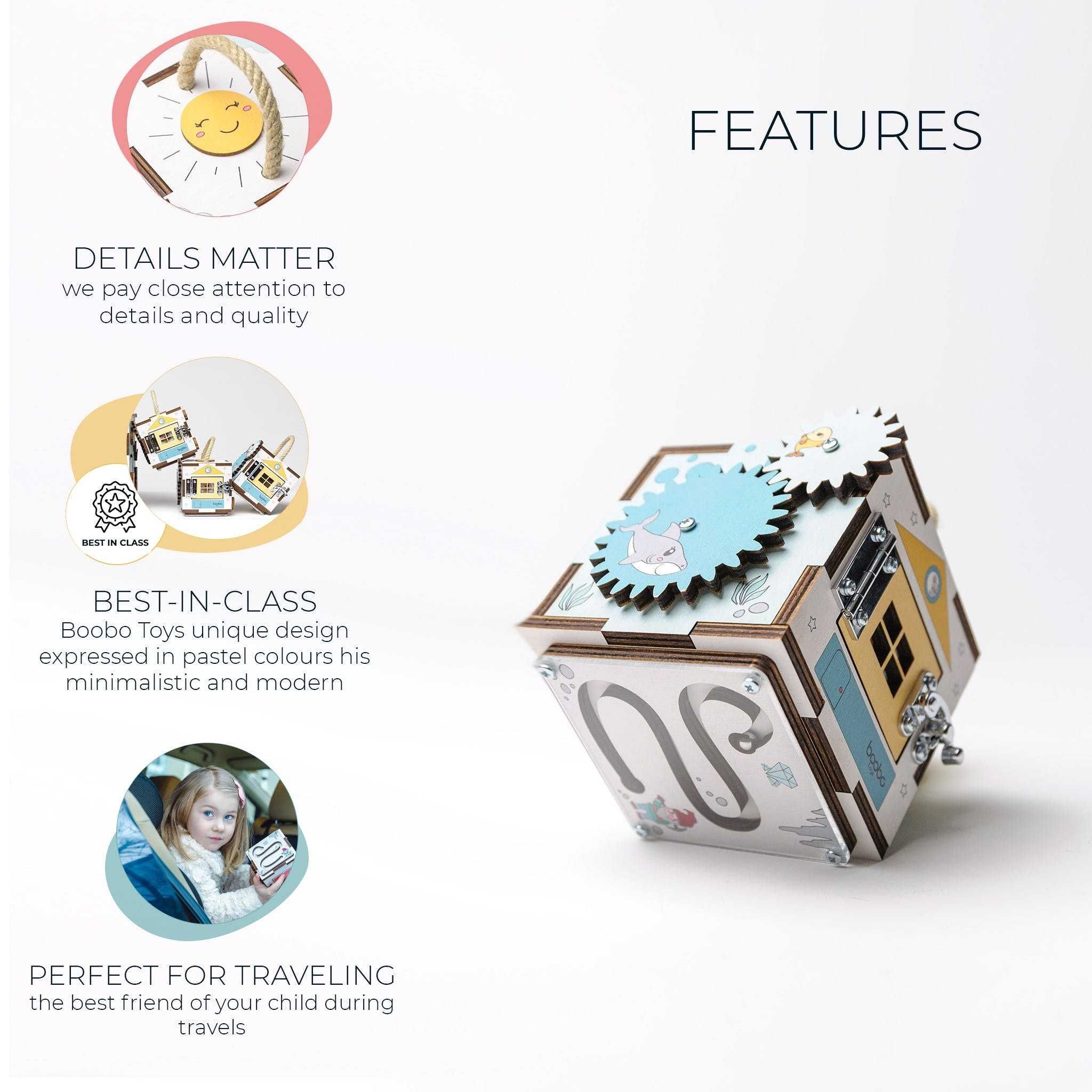 Продавам занимателно кубче за бебета Busy Cube Mini, Boobo Toys.