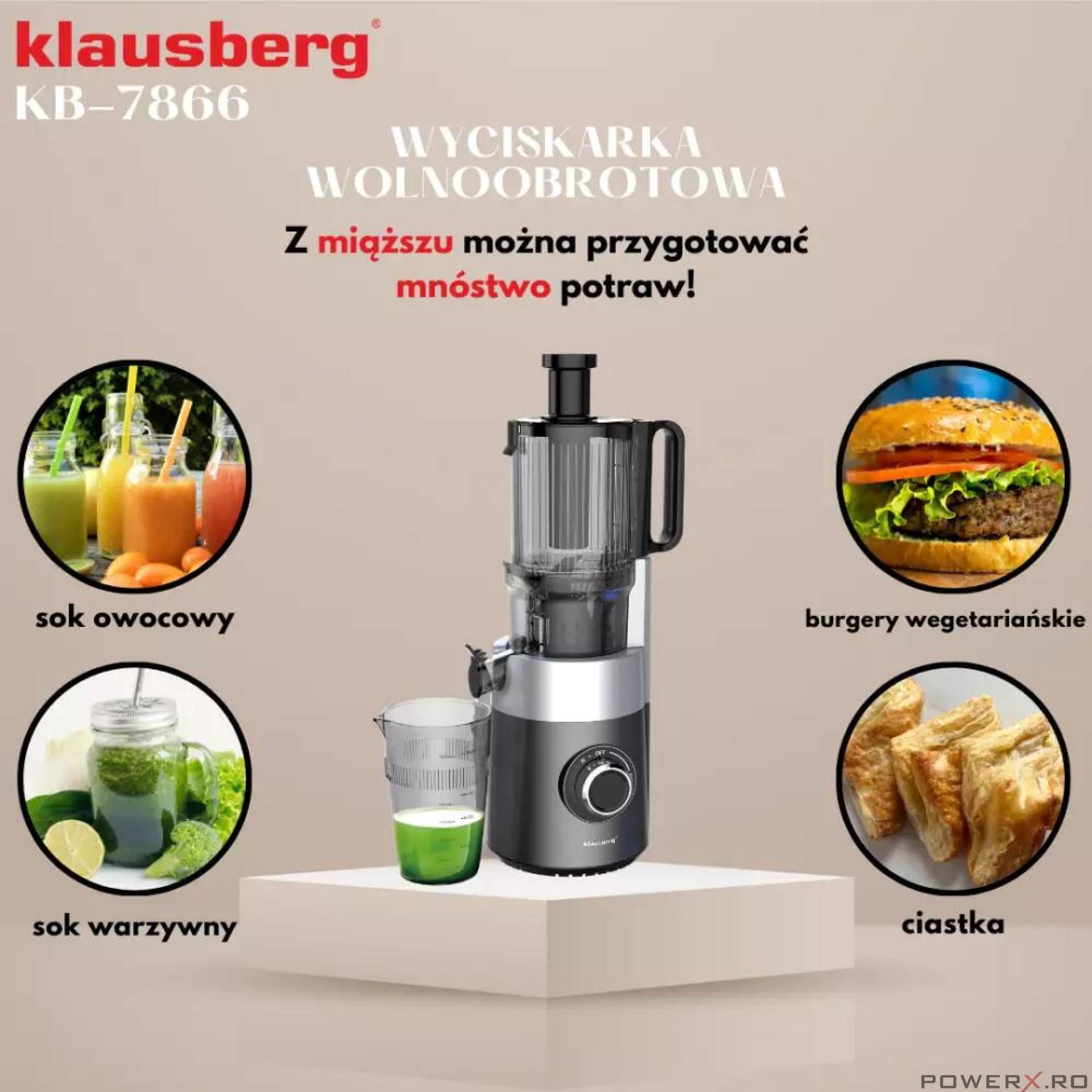 Storcator vertical pentru fructe si legume, putere 180 W, gri,