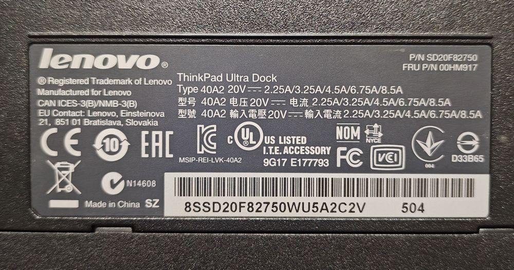 Lenovo Thinkpad Cablu Thunderbolt 3, Încarcător și Thinkpad Dock 40A2