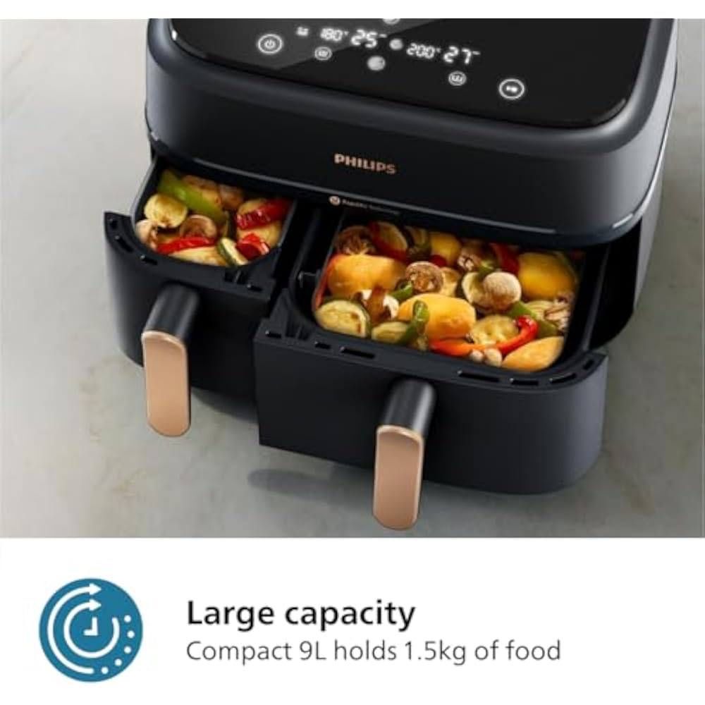 Аэрофритюрница Philips Dual Basket 3000 Series,черный, (NA350/00)