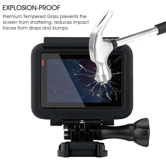 Folie protectie din sticla pentru ecran si obiectiv GoPro Hero 5, 6, 7