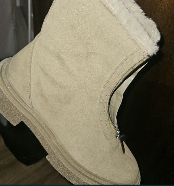 Боти Zara над глезена естествена обърната кожа