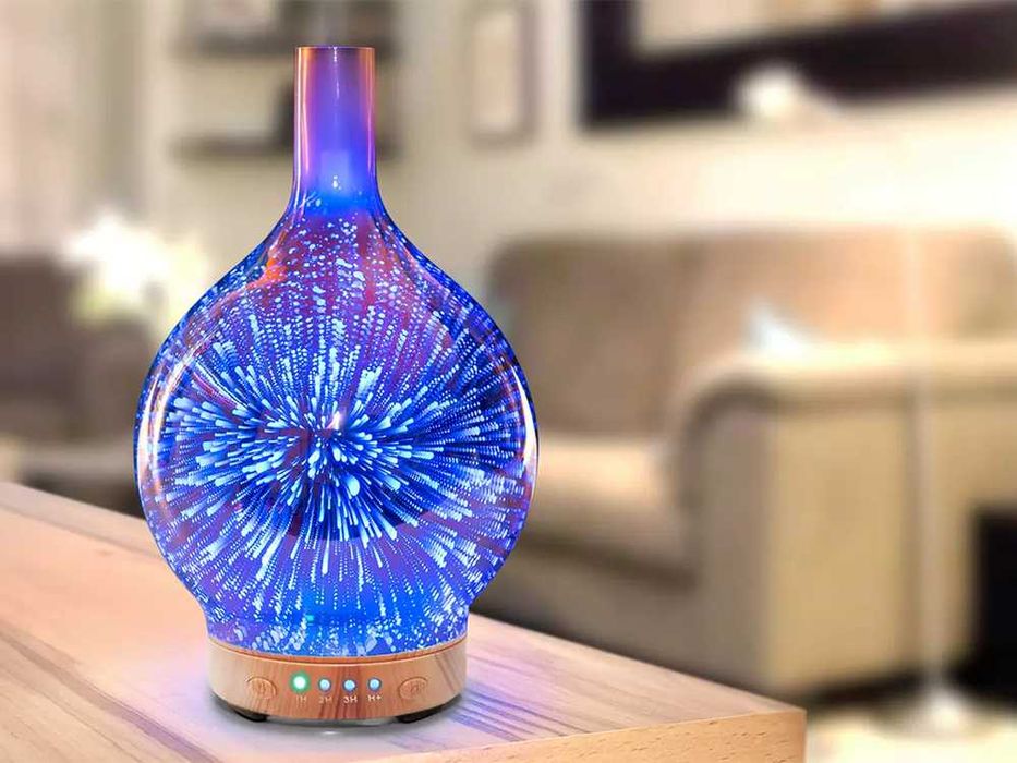 Difuzor arome 3D din sticla lampa RGB cu timer design modern 120 ml