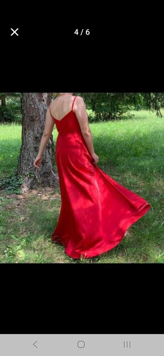 Червена официална сатенена рокля