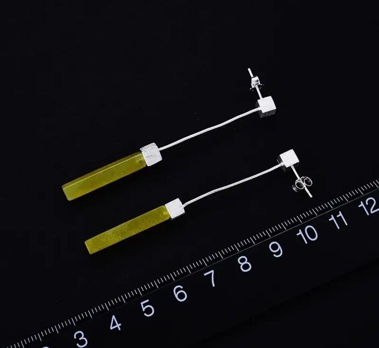 Серьги серебро  змеевик  
Серебро 925 родировано 
Нату