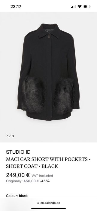 Studio ID вълнено палто с естествен косъм