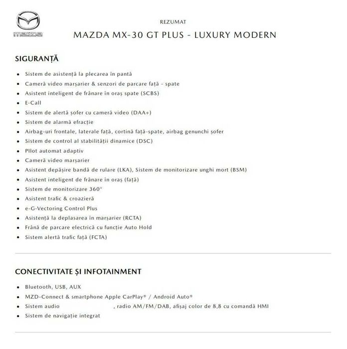 MAZDA MX-30 GT Plus - Luxury Modern