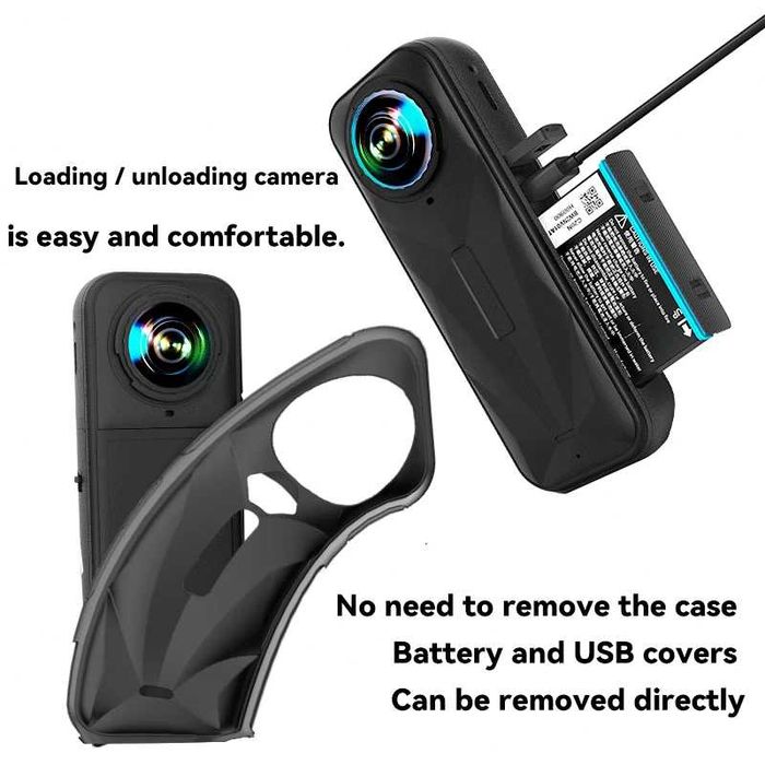 Husa silicon + protectie obiective + stand pentru camera Insta360 X5