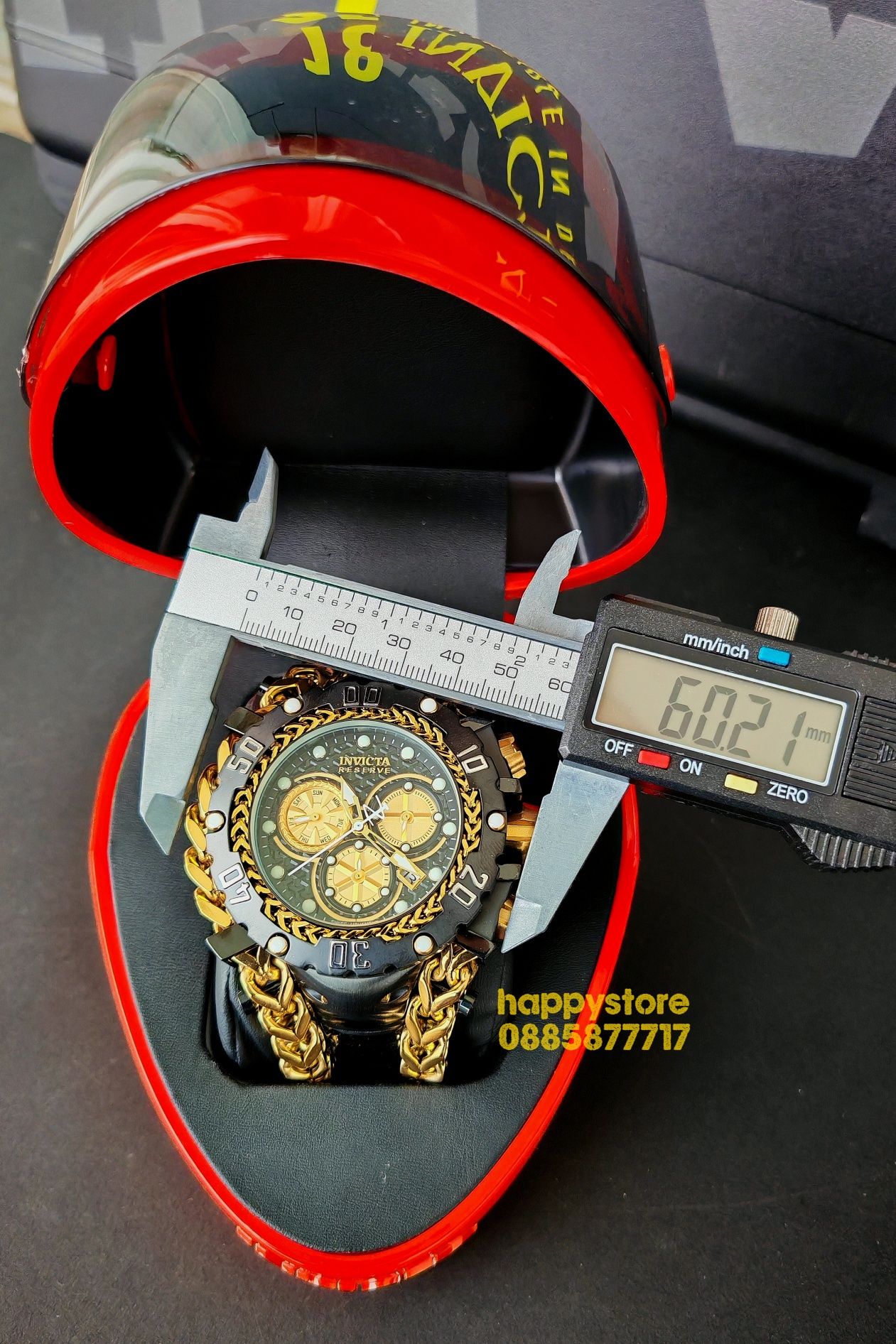 часовник INVICTA Gladiator Black and Gold 60 mm, Инвикта нов