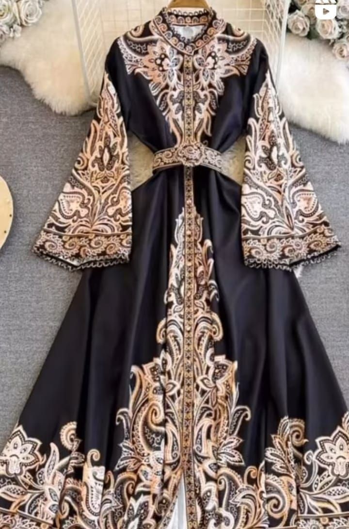 Женское винтажное платье-макси с поясом, длинным рукавом и цветочным п