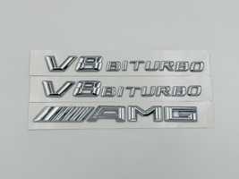 Set embleme compatibile Mercedes V8 biturbo AMG crom