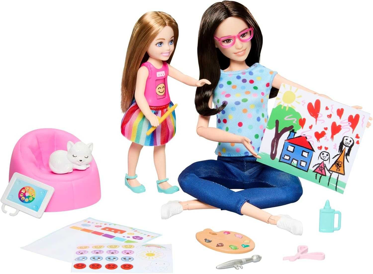 Комплект за игра Barbie Art Therapy с кукла терапевт, малка кукла