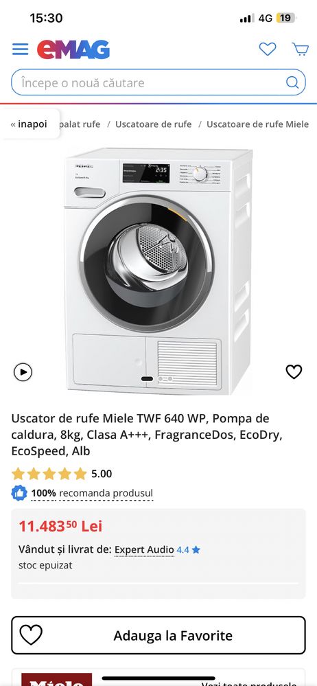Uscator de Rufe MIELE T1 2024