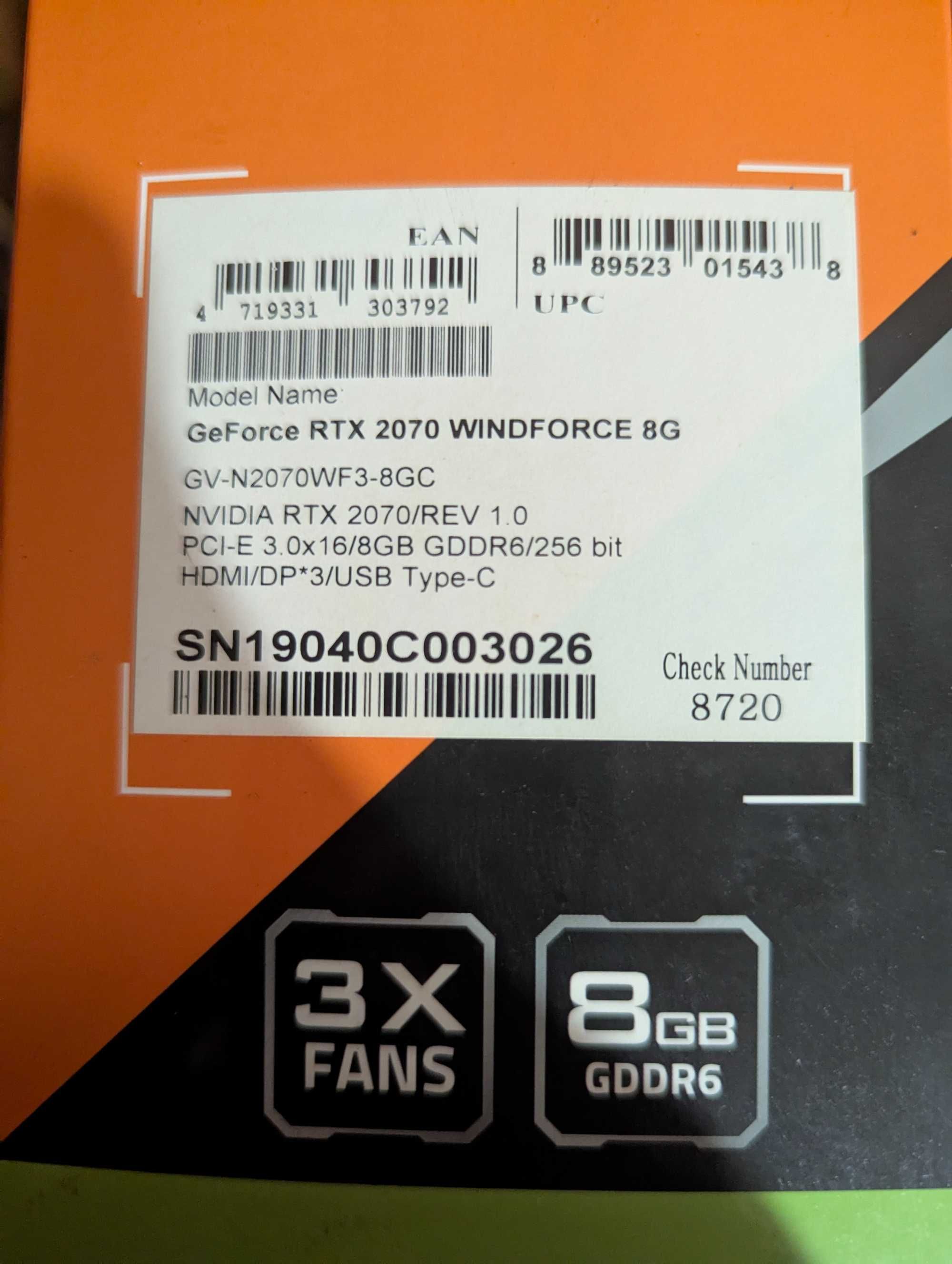Gigabyte RTX 2070 Windforce 8G