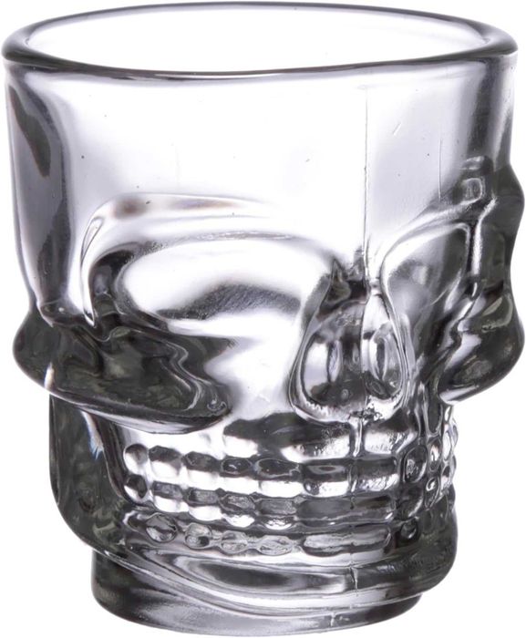 Set 2 pahare din sticla transparenta model craniu 250 ml design modern