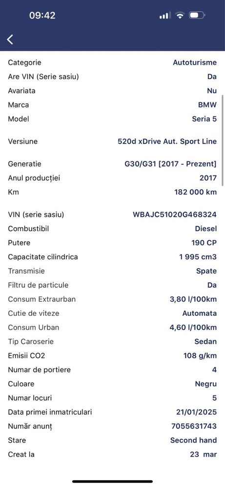 Bmw 520d X-Drive an 2017 G30 Automat
