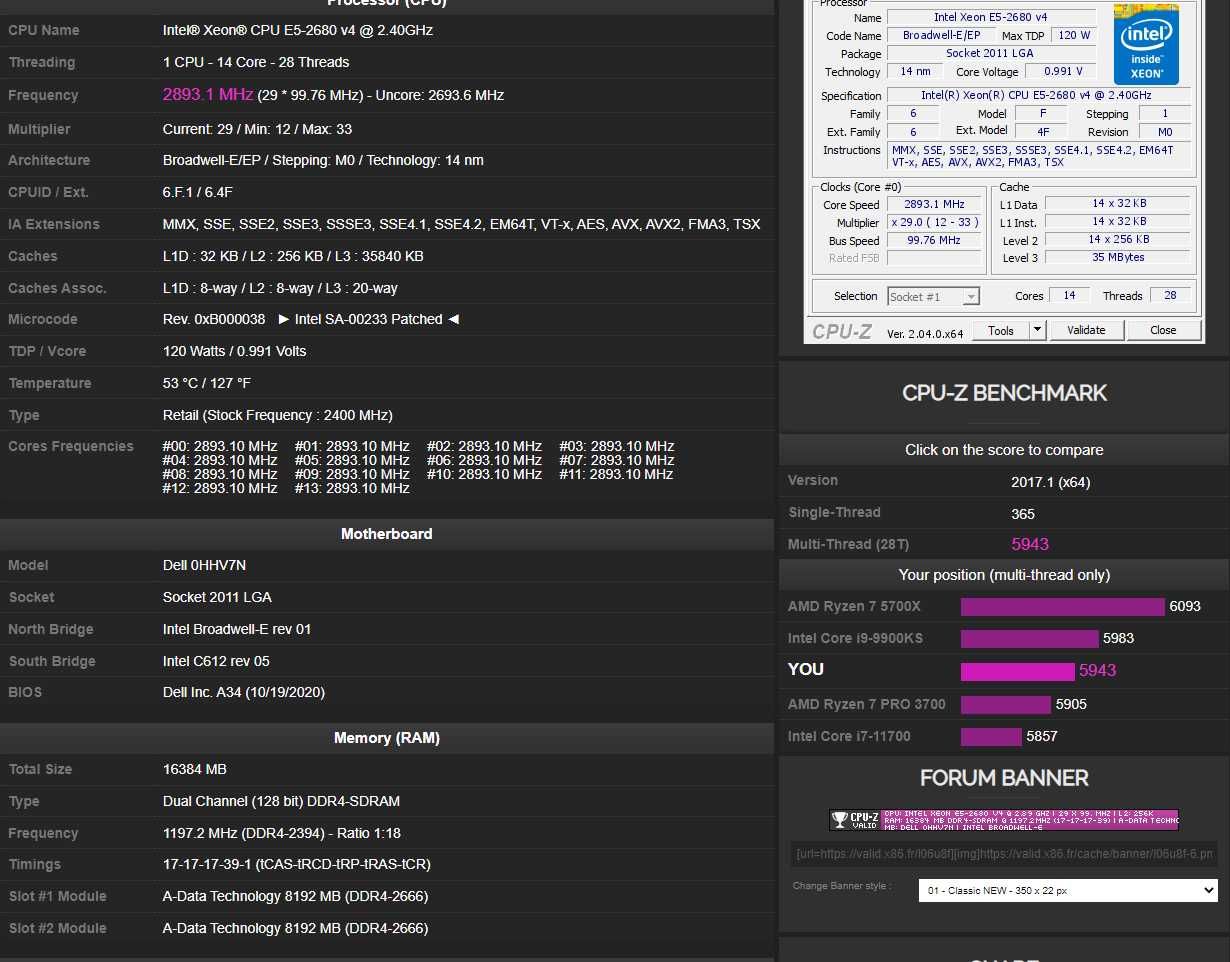 14 Core 28 Threads Xeon E5-2680 v4, 2.4-3.3 GHz, am pereche